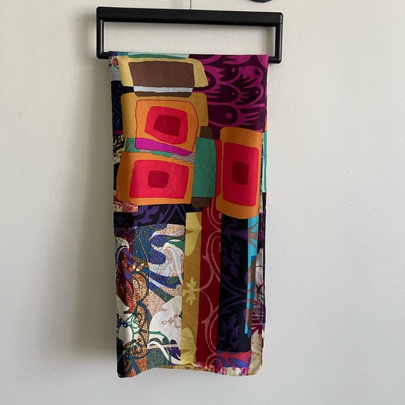 Echo colourful square silk scarf - Picture 7 of 11